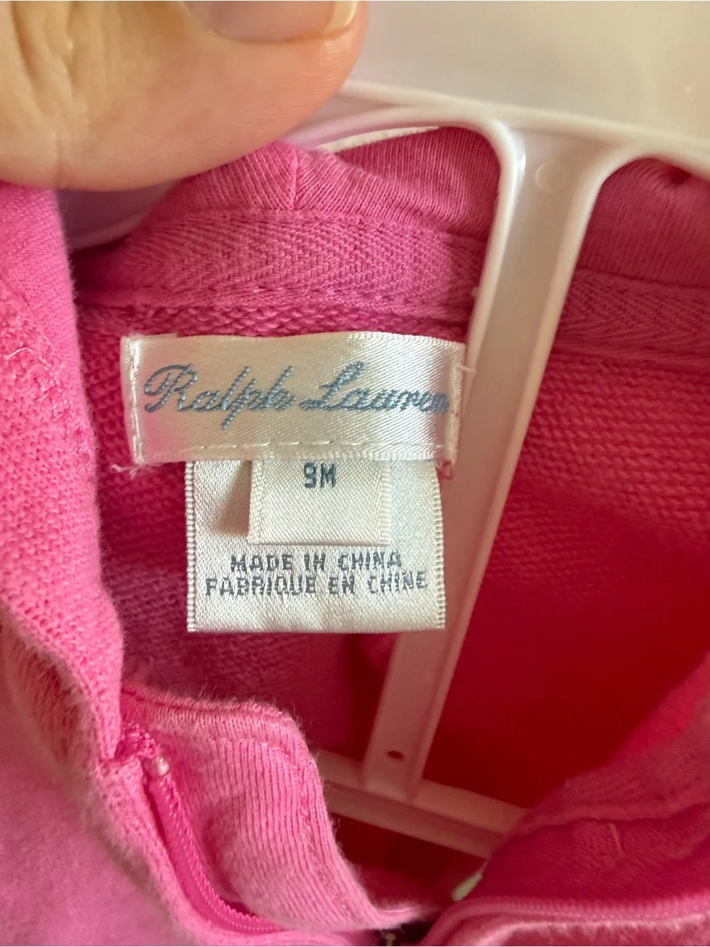Ralph Lauren Hot Pink Hooded Zip Peplum Sweatshirt